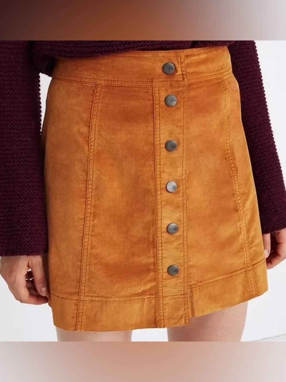 Madewell Button-Front 70s Vibes Suede Mini Skirt